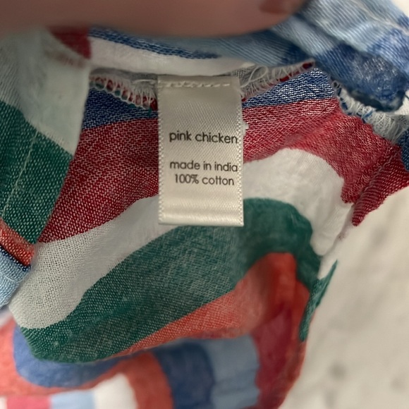 Pink Chicken/Blue Rooster button Shirt striped 18/24 - Picture 5 of 5
